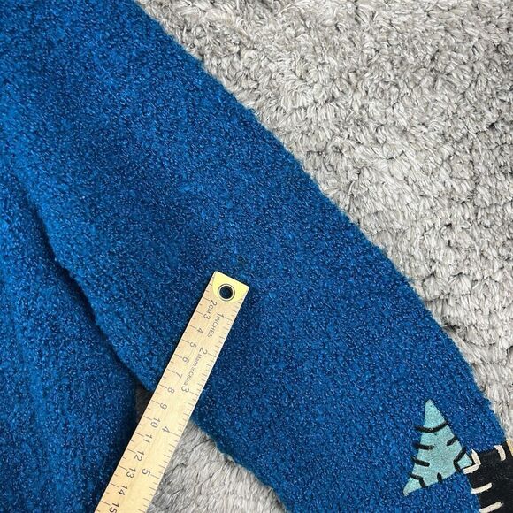 VTG Sandy Starkman Women’s Patchwork Jacket Blue Buttoned Leather Size M - Picture 9 of 9